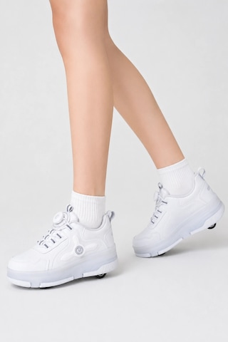 Odin Tekerlekli Işıklı Çocuk Spor Ayakkabı Rahat Patenli Sneaker - Beyaz