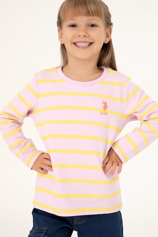 U.S. Polo Assn. Kız Çocuk Pembe Bisiklet Yaka Sweatshirt 50296376-VR041