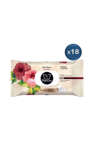 Papilion Islak Havlu Mendil 100 Yaprak Gül/Rose 18 Li Set