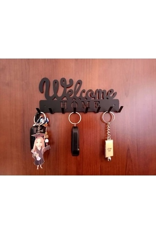 Lazer Anahtar Askısı Welcome Mat Siyah Mat Siyah