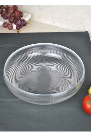 Kafes Büyük Boy Cam Salata Kasesi 26 Cm Meyve Kasesi Makarna Sunum Kase Beyaz
