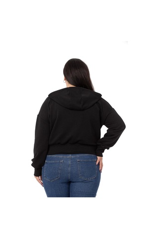 Büyük Beden Kanguru Cepli Kapüşonlu Üç İplik Siyah Sweatshirt-siyah Siyah