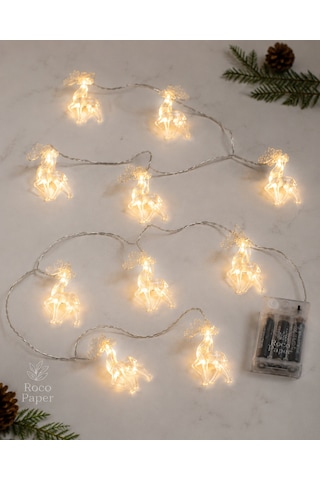 Yılbaşı Geyik Figürlü Işıklı Süs, 207 Cm - 10 Adet Led, Yeniyıl Çam Ağacı Dekorasyonu, Pilli Diğer