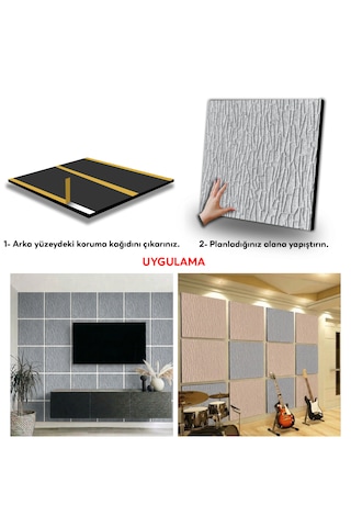 Tink Kendinden Yapışkanlı Akustik Ses Ve Isı Yalıtım Paneli Keçe Dekota Geometrik Desenli Açık Gri 49x49 Cm
