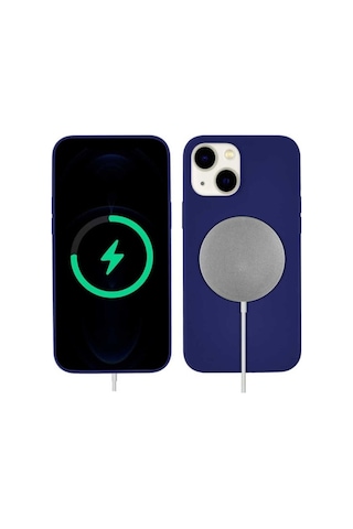 Apple Uyumlu iPhone 13 Kılıf Zore Silksafe Wireless Kapak Mavi