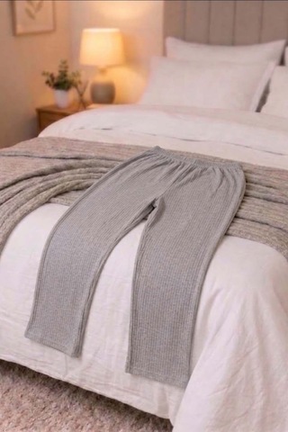 Büyük Beden Kadın Baskılı Kaşkorse Pijama Takımı Açık Gri