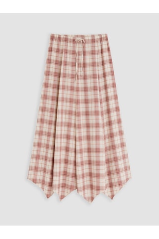 Lcw Modest Pembe Beli Lastikli Ekose Asimetrik Etek