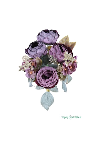 Yapay Çiçek Sitesi Yapay Şakayık Görünümlü Premium Ranunkulus Demeti 35 Cm Mor Lila