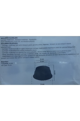 4 Adet Siyah Eşya Altlığı Ayağı Çamaşır Bulaşık Makinası Buzdolabı Yükseltici Titreşim Önleyici Siyah