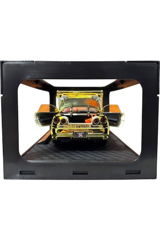 1:24 Metal Model Koleksiyon Araba Nissan Skyline Gt-r R34 Parlak Sarı 19 Cm Döner Ön Tekerler