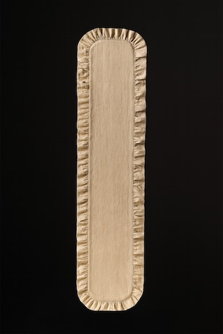 Fırfırlı Masa Runner 145x40 Cm Şık Dekoratif Masa Örtüsü Krem