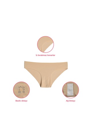 Alya Underwear Basic Lazer Kesim Kadın Bikini Külot Dikişsiz Kadın Slip - Ultra Esnek Ve Rahat 6'lı Paket Kiremit - Kahve -ten