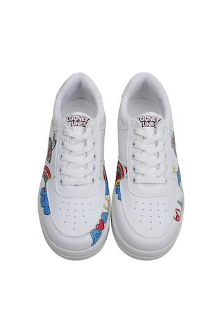 Kadın Vegan Deri Beyaz Sneakers - Warner Bros Tweety Love Tasarım Çok Renkli