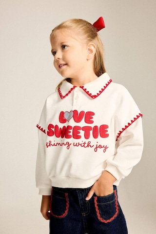 Defacto Polo Yaka Baskılı Kalın Sweatshirt Kumaşı Sweatshirt Kız Bebek I0898a526auer105 Ekru-er105