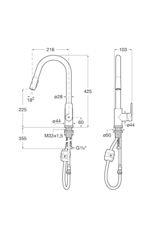 Roca Cala A5A816EC00 Pull-Down Spiralli Mutfak Bataryası Krom