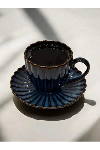 Aberu Shop Çay/kahve Takımı Fincan Ve Tabak Seti 260 Ml 460865595 Mavi Topaz