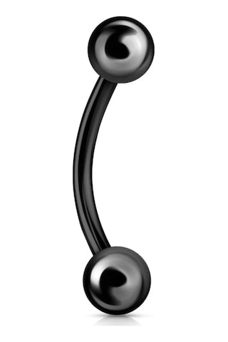 10 Mm Siyah Eğik Kavisli Kaş Piercing Çelik Dudak Helix Tragus Küpe