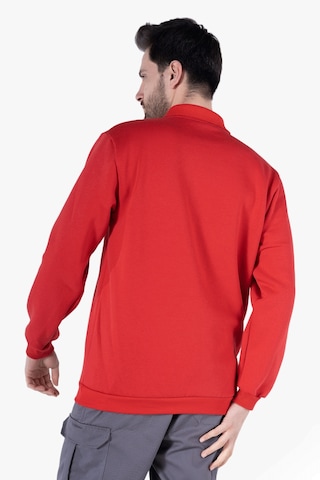 3 İplik Polo Yaka Fleto Cepli Sweatshirt Kırmızı