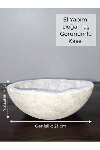 El Oyması Doğal Taş Görünümlü Dekoratif Kase Seti - 4 Adet Sunum Ve Mutfak Kasesi