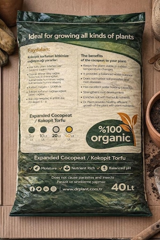 Omnipazar So-drtop5 Doğal Çiçek Bitki Toprağı Cocopeat Toprak 40 Litre 40 LT