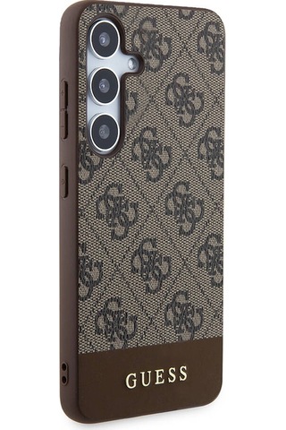 Galaxy S24 Plus Uyumlu Kılıf Guess Lisanslı Pu Deri Şerit Logo Dizaynlı Kapak Siyah