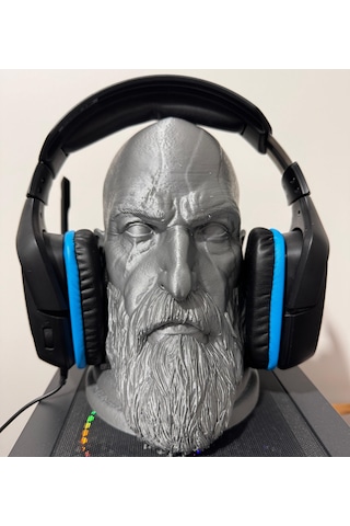 Kratos Figürü Kulaklık Standı - 22cm Yüksekliğinde Dekoratif Obje