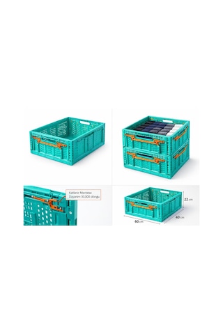 Katlanır Kasa Plastik 40 60 22 Cm Camp Turkuaz