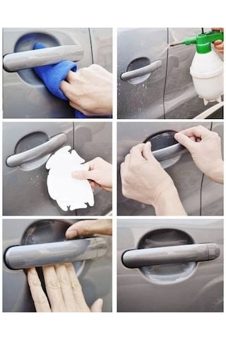 8 Adet Araba Kapı Kolu Koruyucu Çizilme Önleyici Şeffaf Sticker Film Koruma Seti