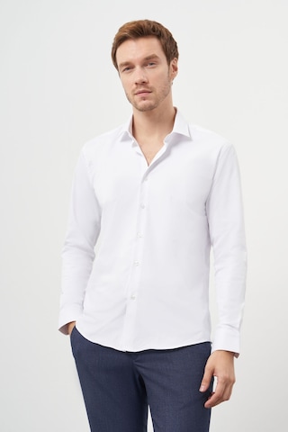 Morven Erkek Beyaz Basic Slim Fit İtalyan Yaka Gömlek 25mc004008600 Beyaz Beyaz