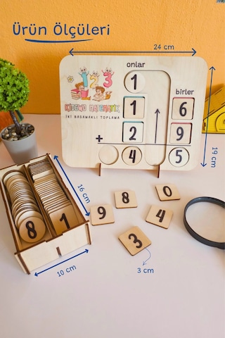 İlkokul Matematik + Eğitici Toplama İşlemi Ahşap Oyuncak Etkinlik Seti + Kolay Öğrenme Rakam Bultak
