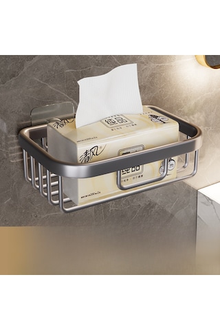 Yunboo Banyo Tuvaleti Kağıdı Rafı - Delme Yok Kurulum, Siyah Kare Desen, Dayanıklı Oksijen İşlemeli, Fantezi Gri Diğer