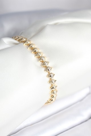 Taşveoyunatölyesi Pirinç Gold Renk Zirkon Taşlı Baklava Model Kadın Bileklik Tg27bb8024 Çok Renkli