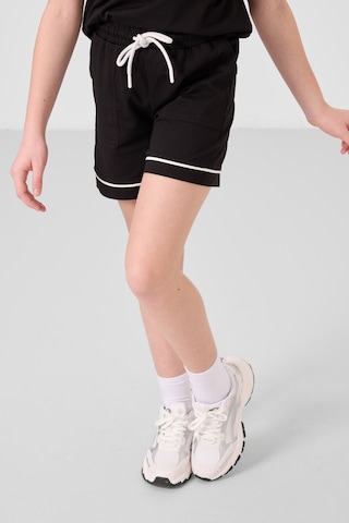 Siyah Pamuklu Yumuşak Dokulu Standart Fit Basic Kız Çocuk Şort Takım - 75183 Siyah