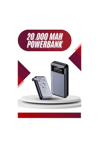 4 Çıkışlı 20.000 Mah Powerbank Uzun Pil Ömürlü Taşınabilir Çok Renkli