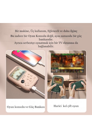 Taşınabilir Mini Oyun Konsolu Apple Uyumlu iOS-type-c Hızlı Çift Şarj Girişli Power Bank 3.2inç Retro 10000 Oyun
