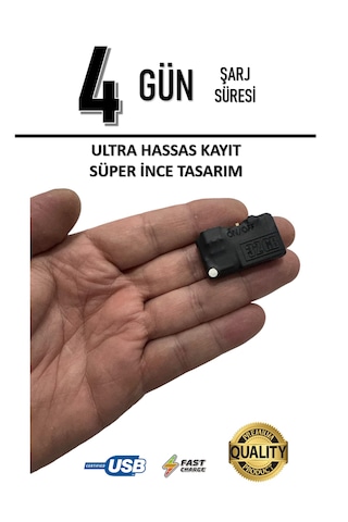 32 Gb Ultra İnce Ses Kayıt Cihazı Kulaklıkla Dinleme 4 Gün Şarj Süresi