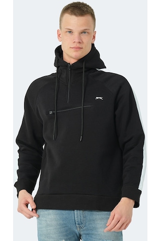 Slazenger KLEMENT IN Erkek Kapüşonlu Fermuarlı Siyah Sweatshirt