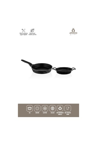 Kuvars 2 Parça Döküm Titanyum Kaplama Tava Sahan Seti