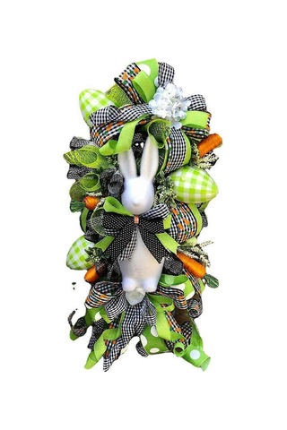 Paskalya Tavşanı Çelengi Tavşan Havuç Çelenk Dekoru Kapı Duvar İçin Asılı Süs