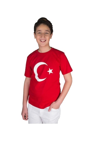 Raspberry Türk Bayrak Baskılı T-Shirt Kırmızı