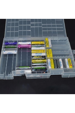 Jms Yerleştirilen 100 Adet Aaa Aa Pil Tutucu İçin Süper Hacimli Plastik Pil Saklama Kutusu Şeffaf