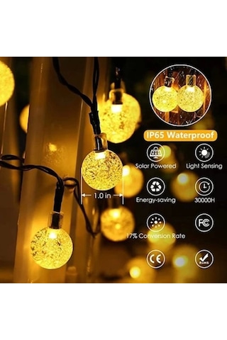 5 Metre Sarı Opak Solar Top Led Işık Renkli