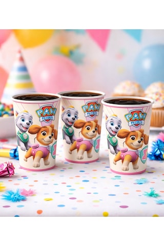 Paw Patrol Skye Ve Everest Temalı 8-9 Oz Karton Parti Bardağı - Doğum Günü Malzemeleri 50 Adet Diğer