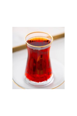 12 Parça Louisa Gold Çay Seti Şeffaf Gold