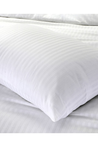 Caqqa Çift Kişilik Çizgili Saten Otel Nevresim Seti 1 Nevresim 2 Yastık Kılıfı