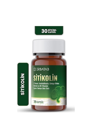 Erbatab Sitikolin L-tirozin, Fosfatidilserin, Ginkgo Biloba Ekstraktı Ve B6 Vitamini İçeren Takviye Edici Gıda 30 Vcaps