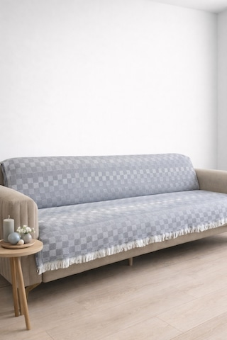 Miracolo Home Pamuklu Koltuk Örtüsü Şalı Kaymaz Dokulu Çok Amaçlı Kanepe Çekyat Örtüsü Antrasit