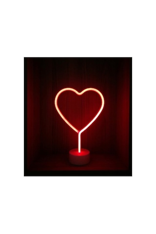 Neon Işıklı Kalp Masa Gece Lambası Pil+usb Renkli
