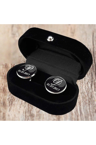 Damatlık Kol Düğmesi Harfli ve Tarihli Kol Düğmesi