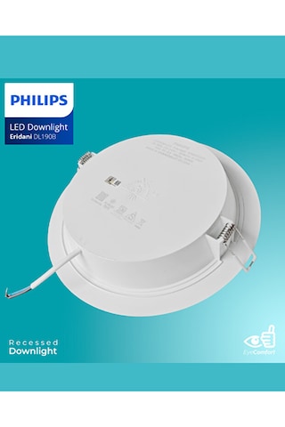 Philips Eridani 7w 6500k Dl190b Led6 D100 865tr Spot Armatür Dış 115mm Delik 100mm Beyaz
